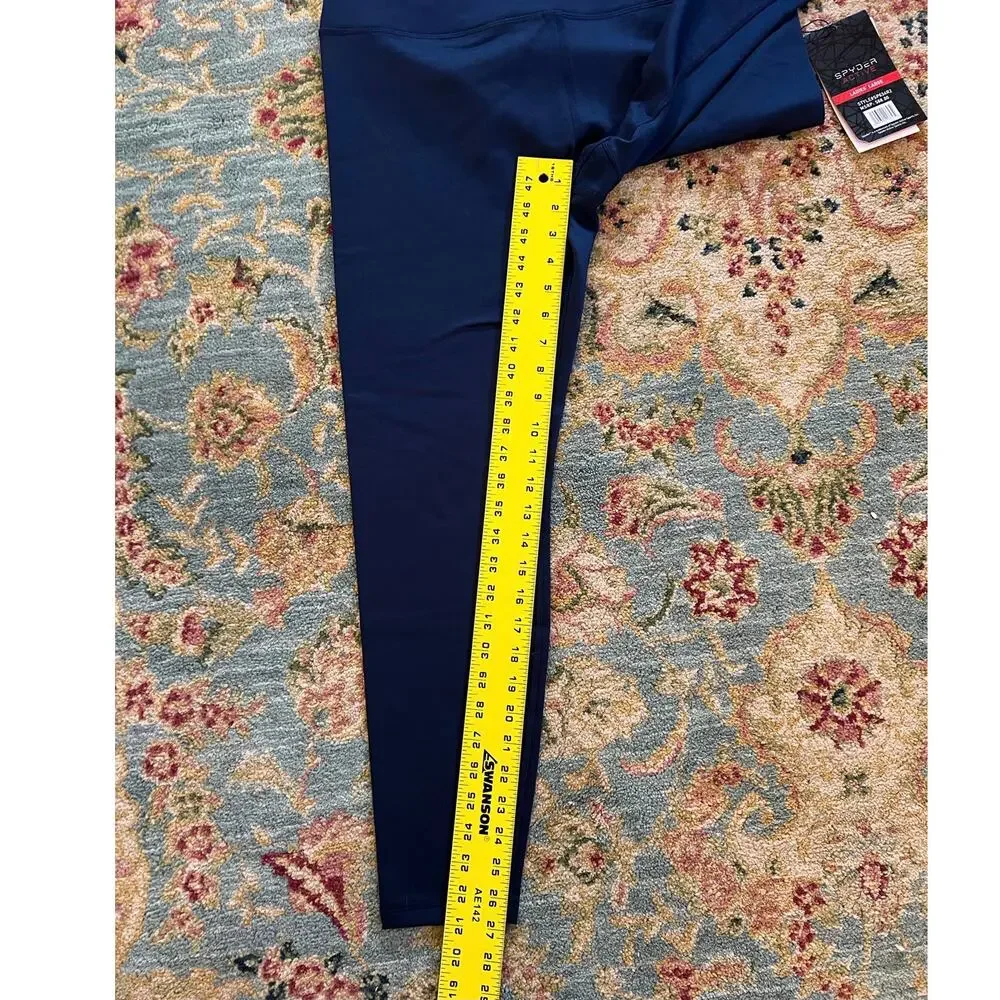 Spyder Athletic Navy Blue Leggings with Back Zipper Pocket